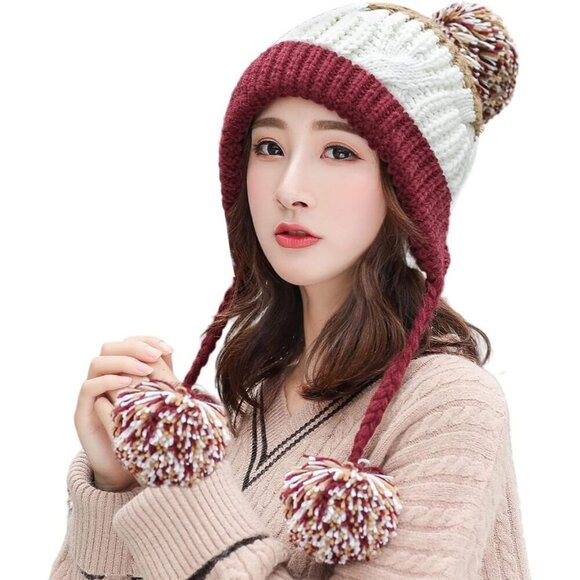 Women jiuhong Winter Peruvian Cover Ears Beanie Hat Ear Flaps Sherpa Ski Snow main image 8